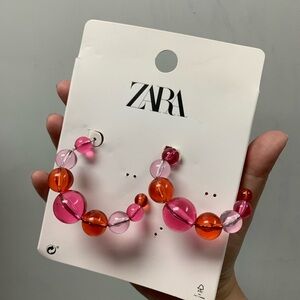Zara NWT Multicolor bubble Beaded Hoop Earrings ref 4548/020